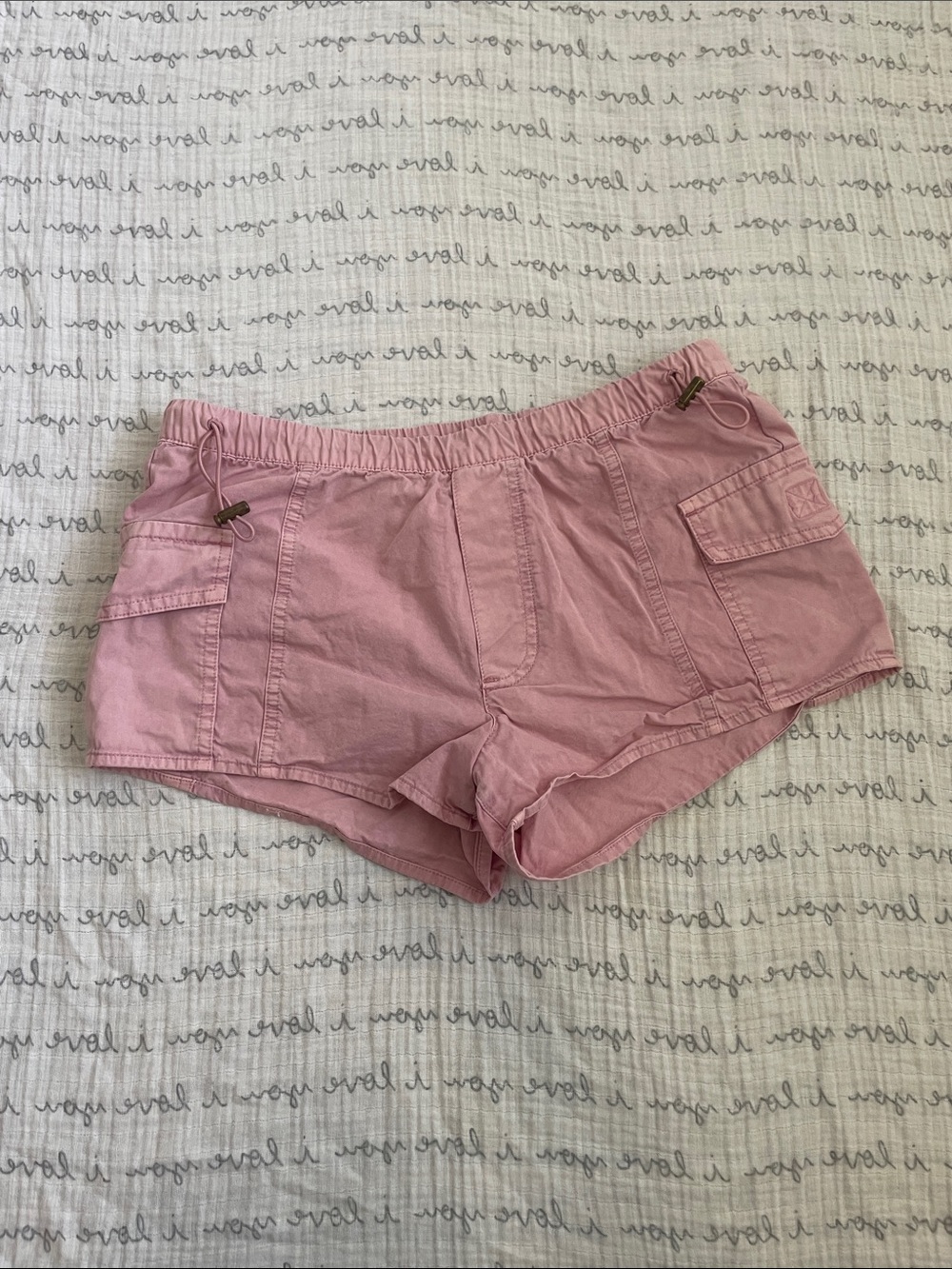 Rose Pink Women's Drawstring Cargo Short Shorts